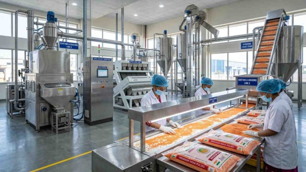 Indian pulses cleaning grading and quality inspection process for export