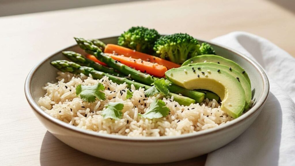 Close up texture of premium Indian brown rice grains