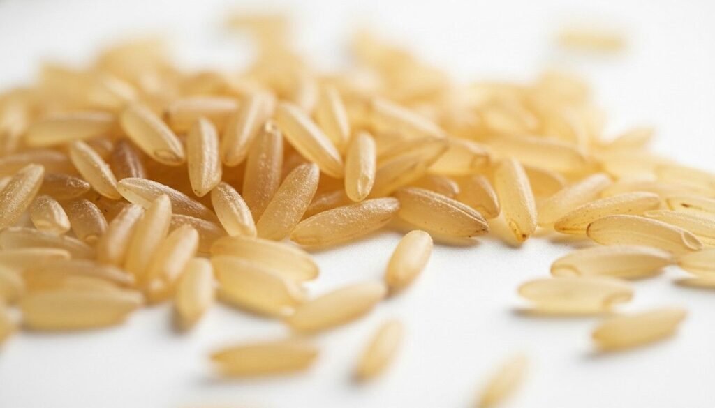 Close-up of extra long 1121 Golden Sella Basmati rice grains